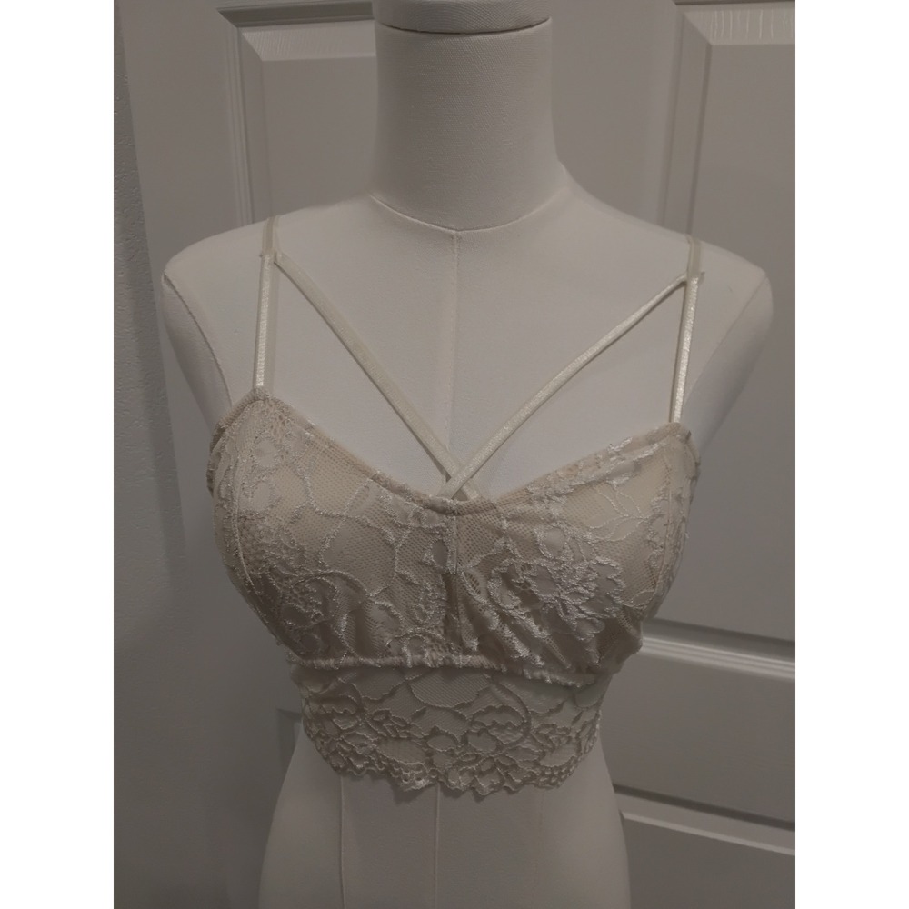 Japna Lounge Cream Lace Strappy Bralette Crop Top Bralette S